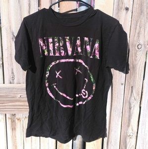 Floral Print Nirvana Band T-Shirt